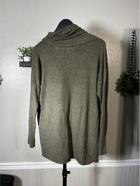 Olive Green Long Sleeve Cowl Neck Sweater with Eyelet Detail